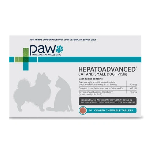 PAW (Blackmores) HepatoAdvanced - Cat &amp; Small Dog under 33lbs (15kg) - 60 chews