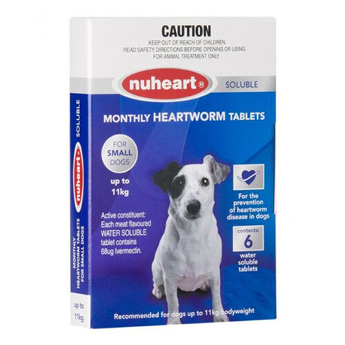 Nuheart Monthly Heartworm Tablets for Small Dogs up to 24lbs (up to 11 kg)