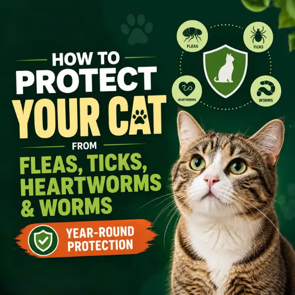 How to Protect Your Cat from Fleas, Ticks, Heartworms, and Worms Year-Round